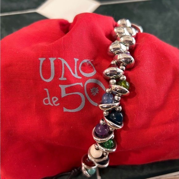 UNO de 50 Silver and Multicolor Murano Glass Beaded Bracelet - Picture 2 of 8